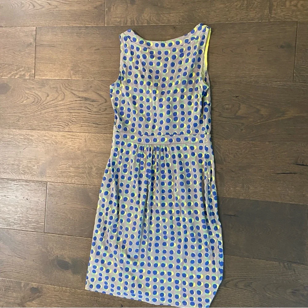 Boden Sleeveless Polka Dot Dress in Blue, Lime & Yellow - Picture 5 of 6